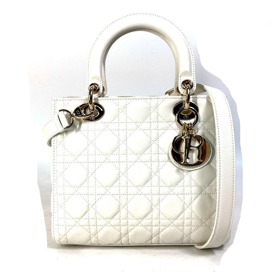 Dior Handbag M Onge M Lambskin Lady Lady White Travel Bag
