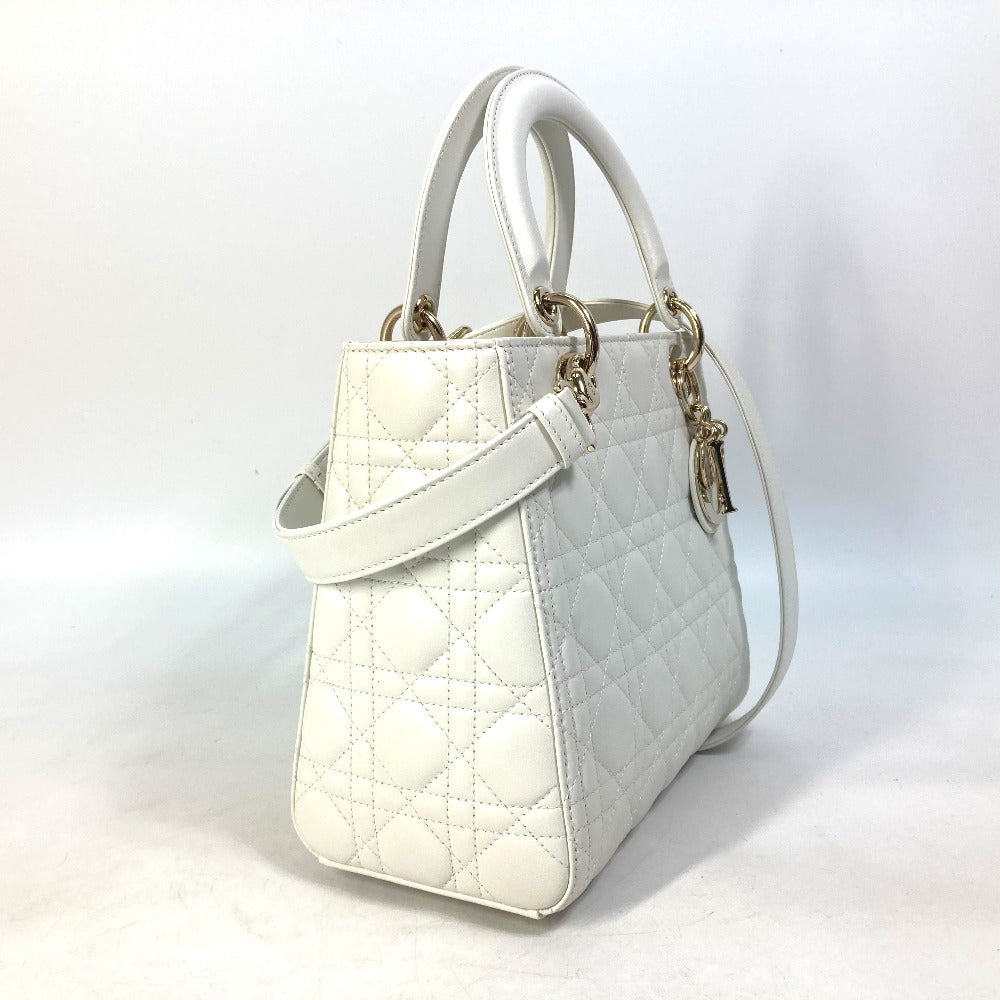Dior Handbag M Onge M Lambskin Lady Lady White Travel Bag