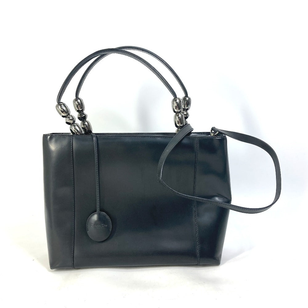 Dior Handbag Way Bag Maris Pearl Women Leather Black Travel Bag