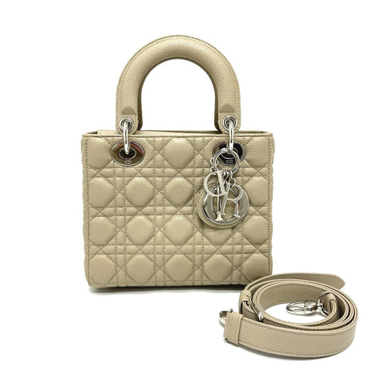 Dior Handbag Lady Canage Leather Beige Travel Bag
