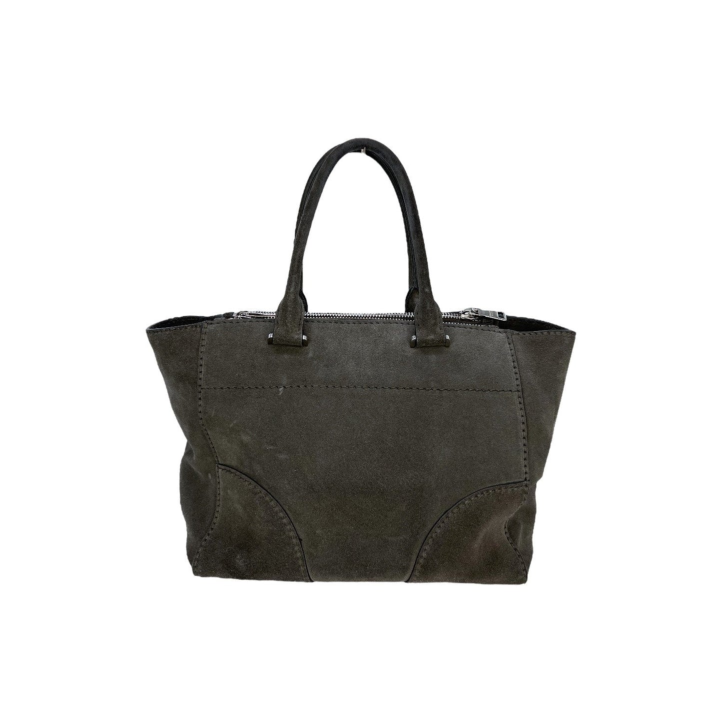 Prada Grey Twin Pocket Tote Suede Gray Tote Bag