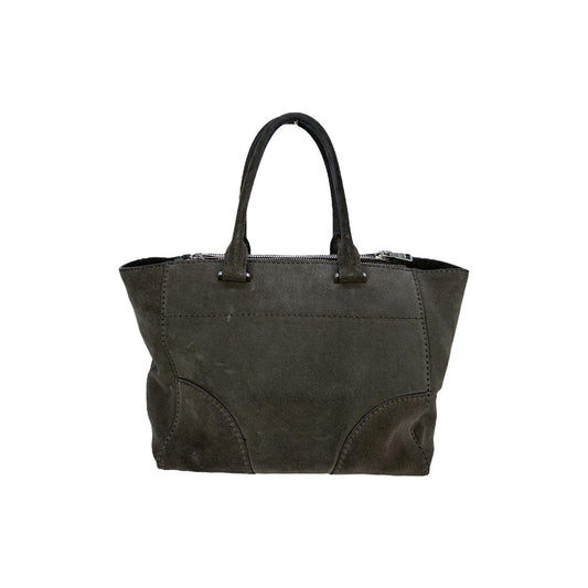 Prada Grey Twin Pocket Tote Suede Gray Tote Bag