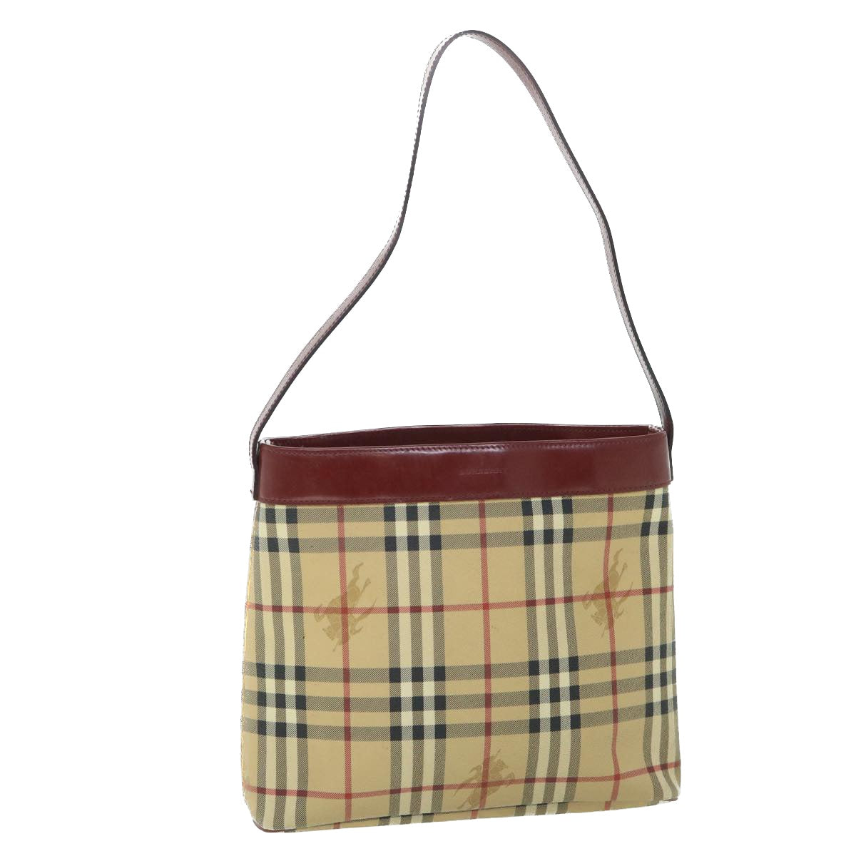 Burberry Luxury Nova Check Shoulder Bag Pvc Auth Leather Beige Red Red Auth 54838