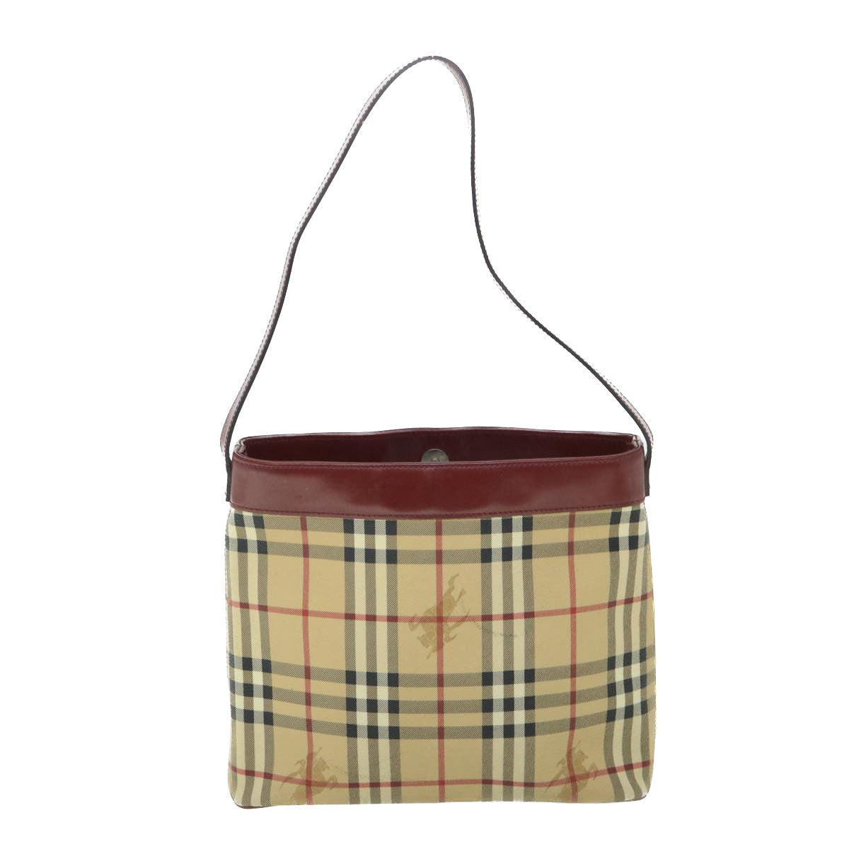 Burberry Luxury Nova Check Shoulder Bag Pvc Auth Leather Beige Red Red Auth 54838