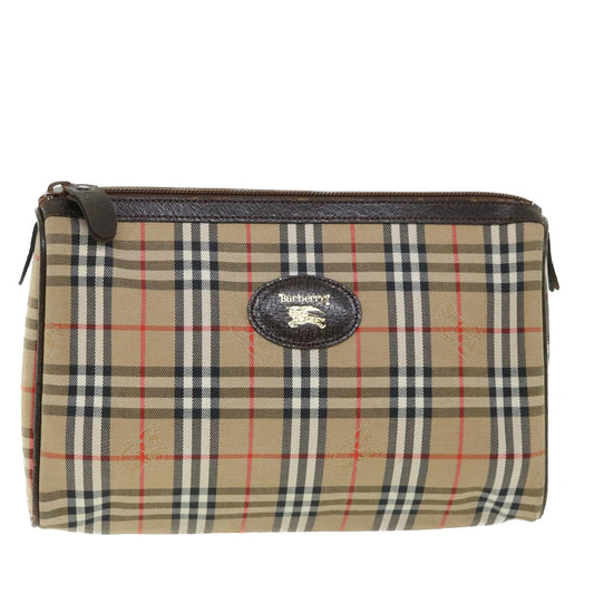 Burberry Luxury ss Nova Check Clutch Bag Auth Leather Canvas Brown Brown Auth 54952