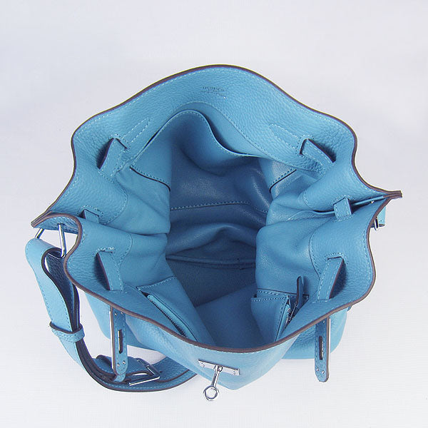 Hermes Luxury Nappa Shoulder Bag Light Leather Blue