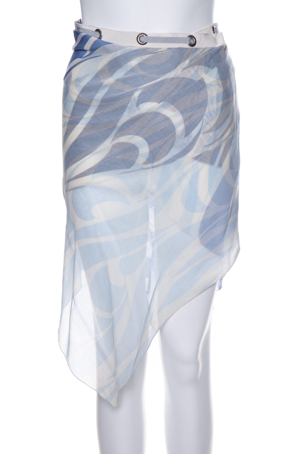 Prada Handbag Cotton Printed Wrap Cover Up Skirt Blue