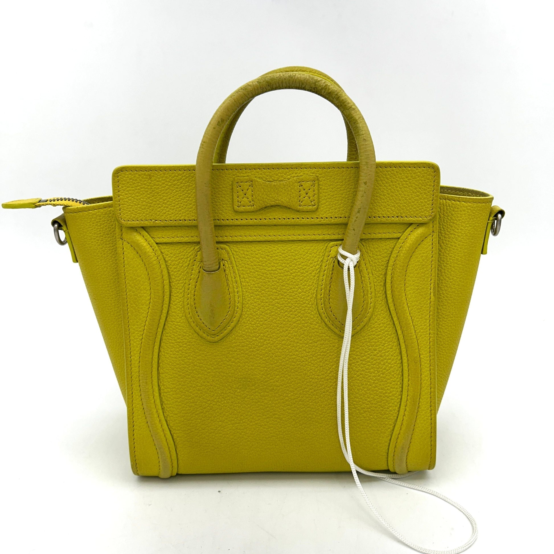 Luxury Luggage Nano Yellow Totes, Handbags Leather Tote Bag