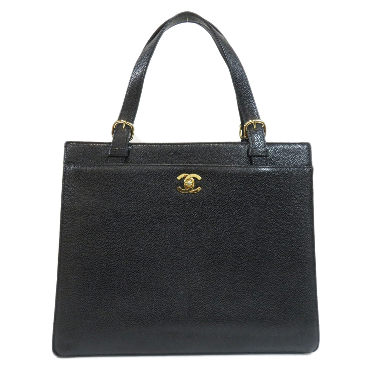 Chanel Coco Mark Hardware Handbag Caviar Skin Black Gold