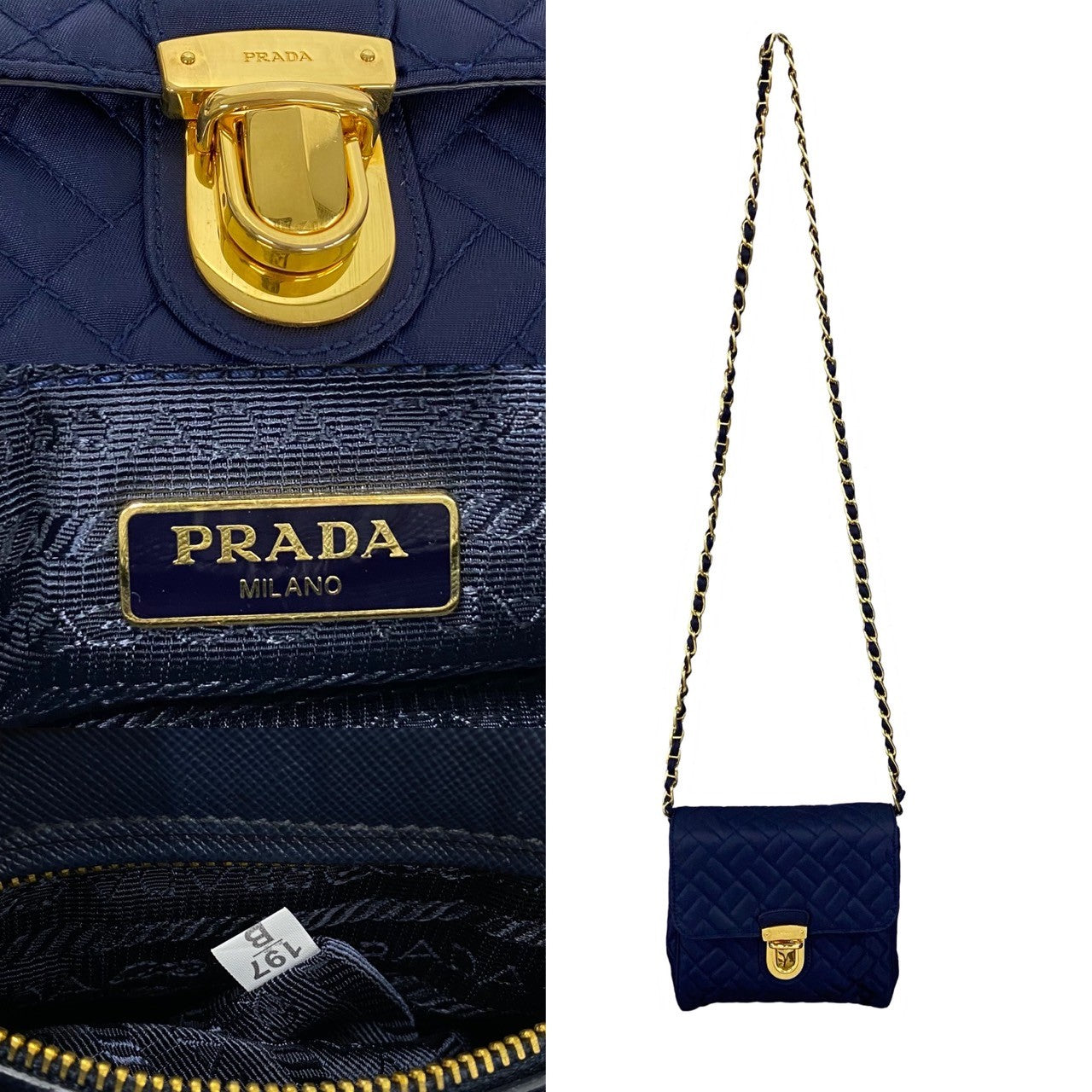 Shoulder Bag , Navy Metal Women Leather Nylon