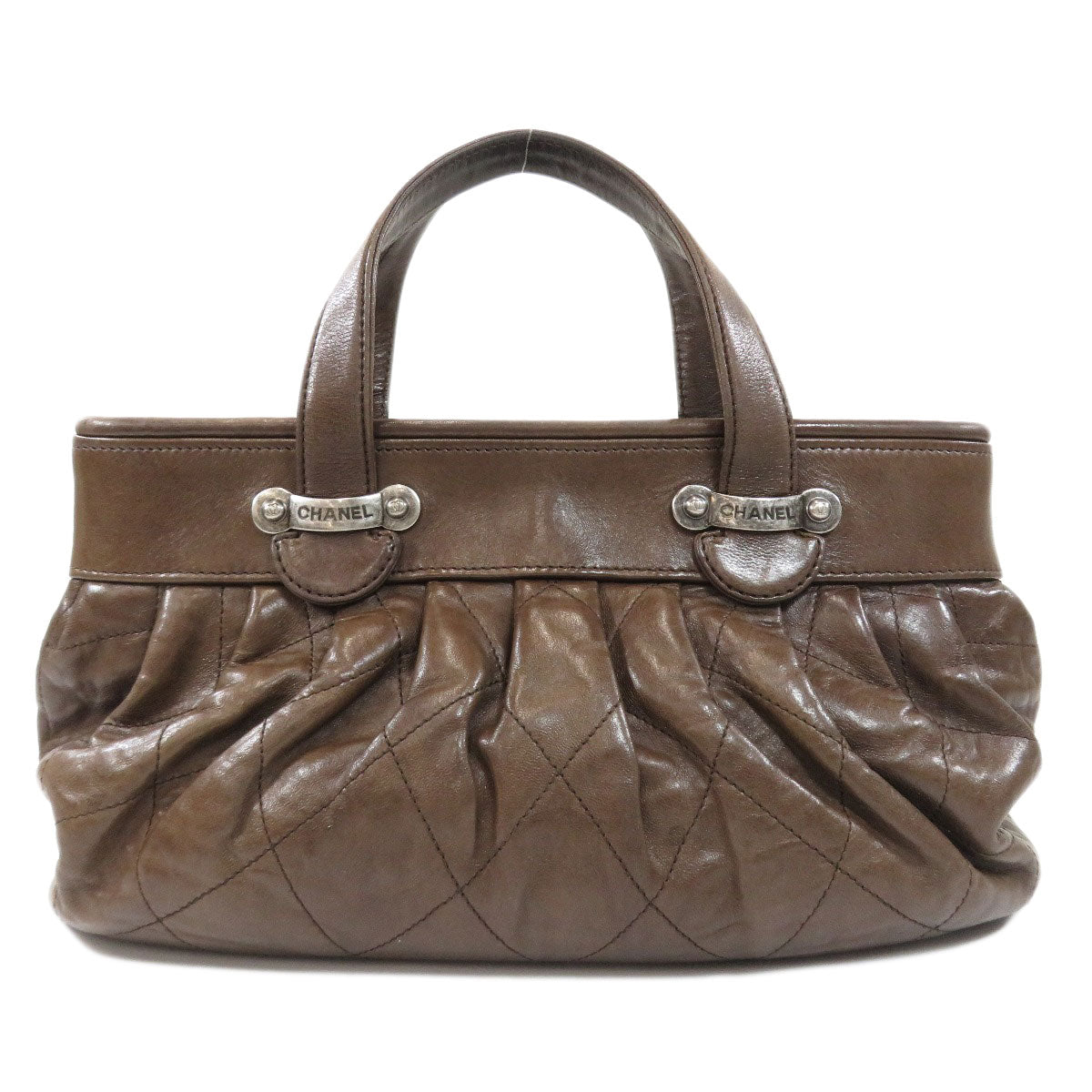 Chanel Hardware Handbag Calf Matelasse Brown