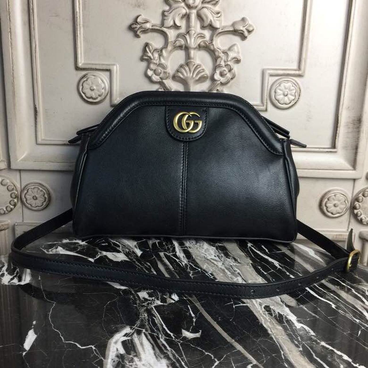 gg RE BELLE 10.7in 27cm Black Medium Top Handle Handbag
