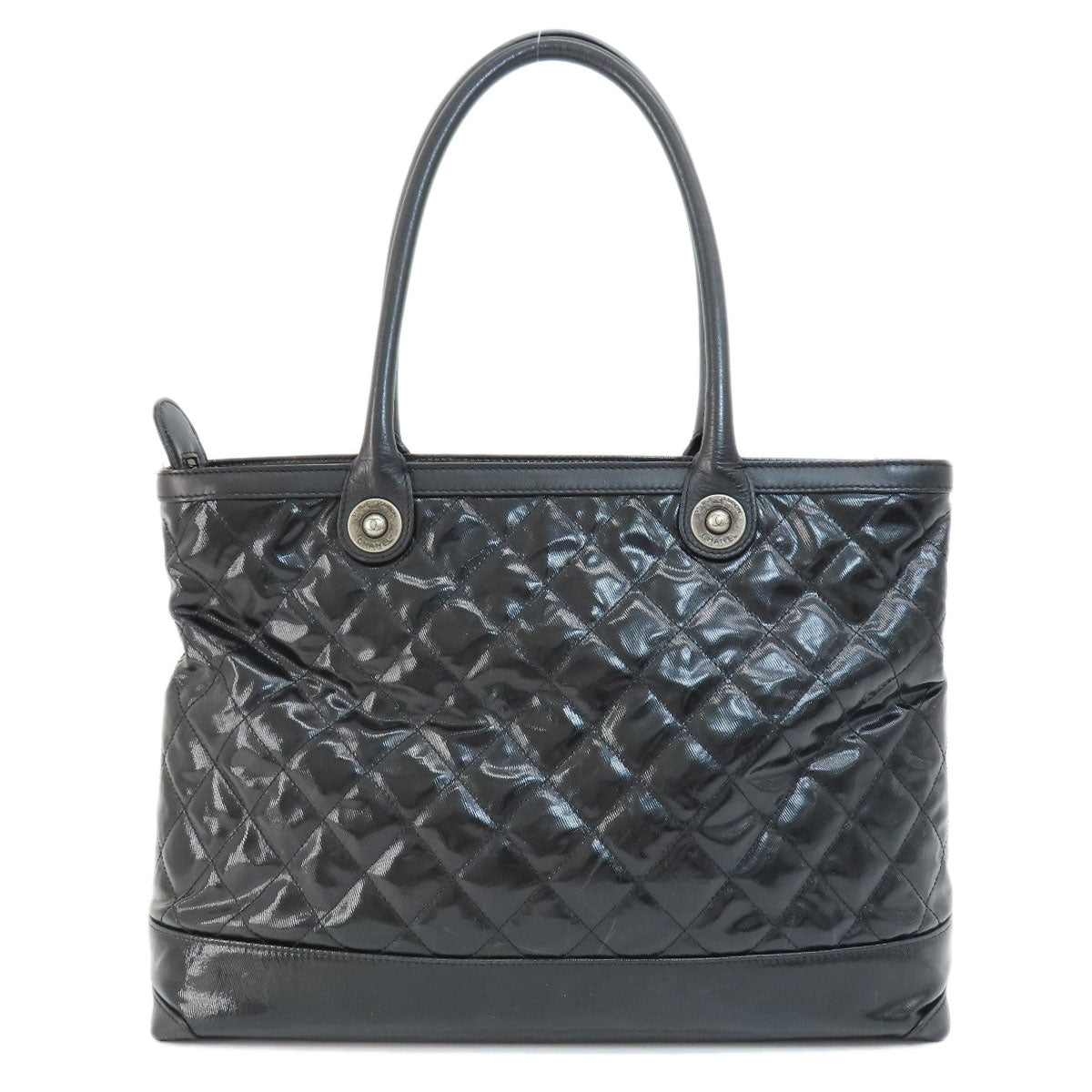 Chanel Metal Fittings Tote Bag Patent Leather Matelasse