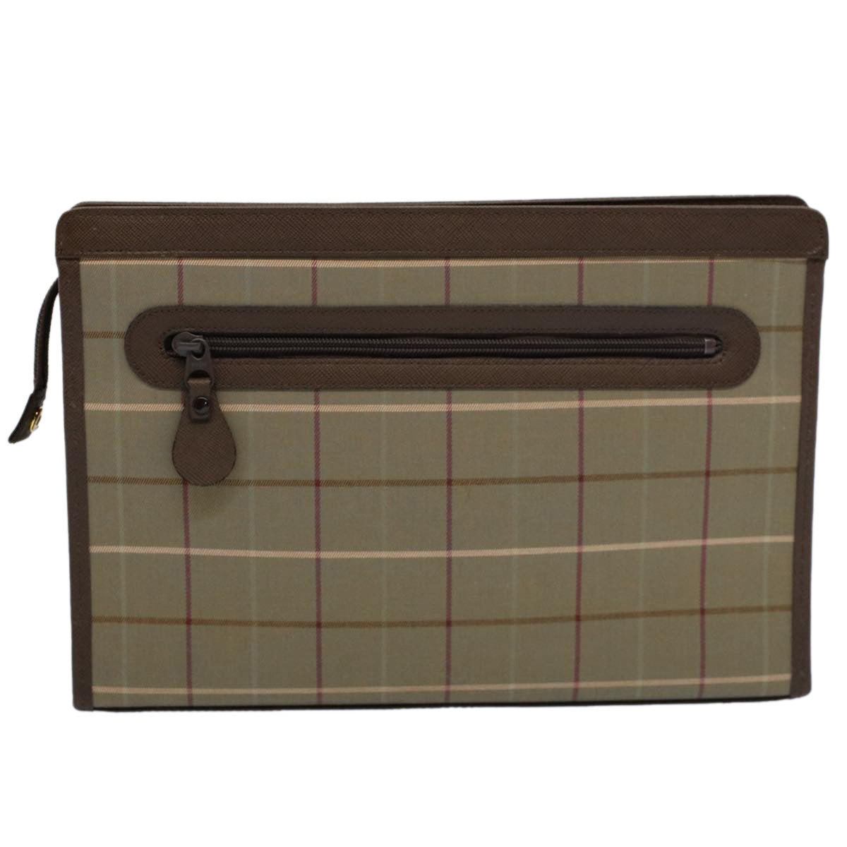 Burberry Luxury ss Nova Check Clutch Bag Auth Canvas Nylon Green
