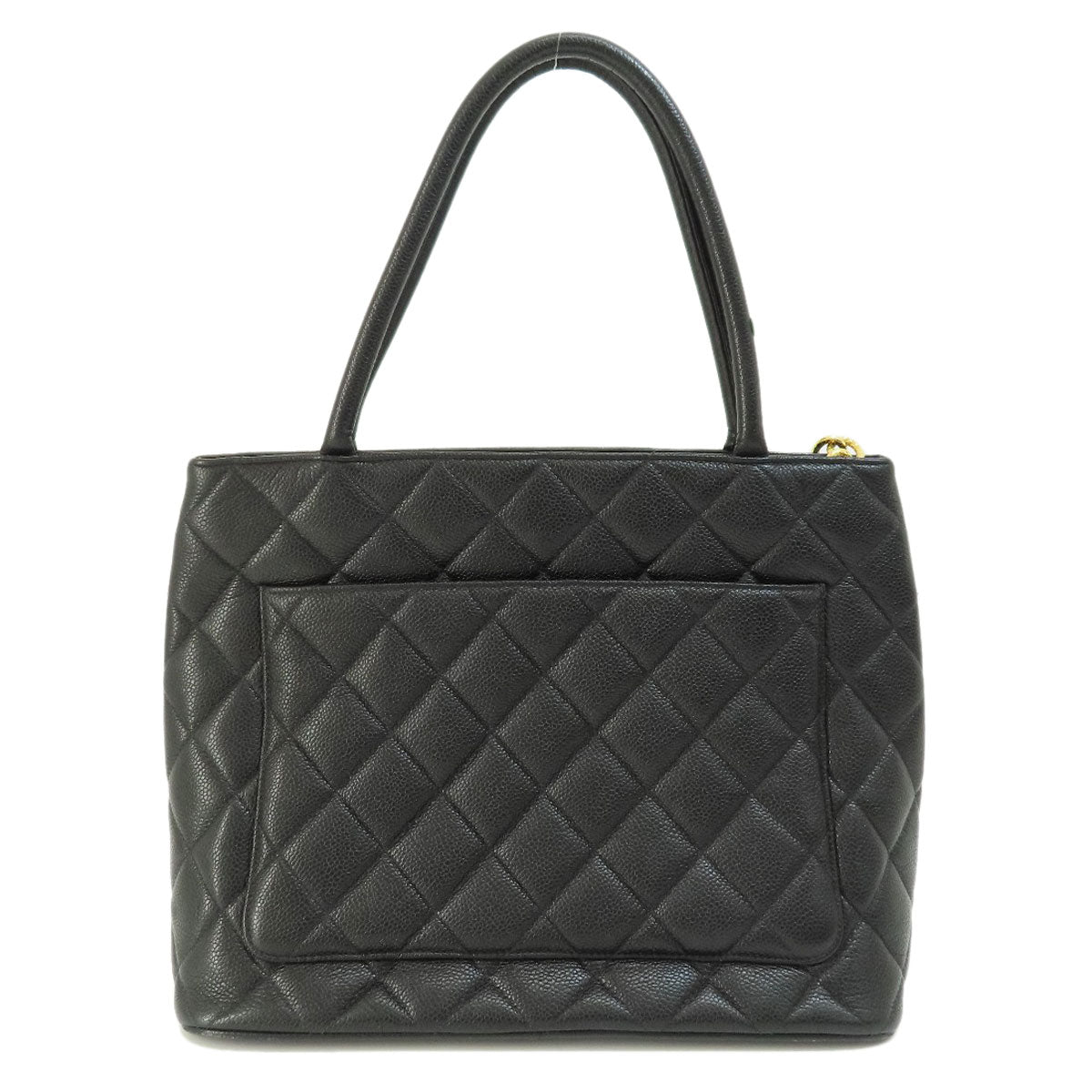 Chanel Tote Metal Fittings Caviar Skin Black Gold Tote Bag