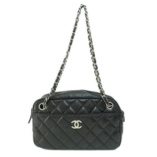 Chanel Coco Mark Hardware Handbag Lambskin Matelasse Silver