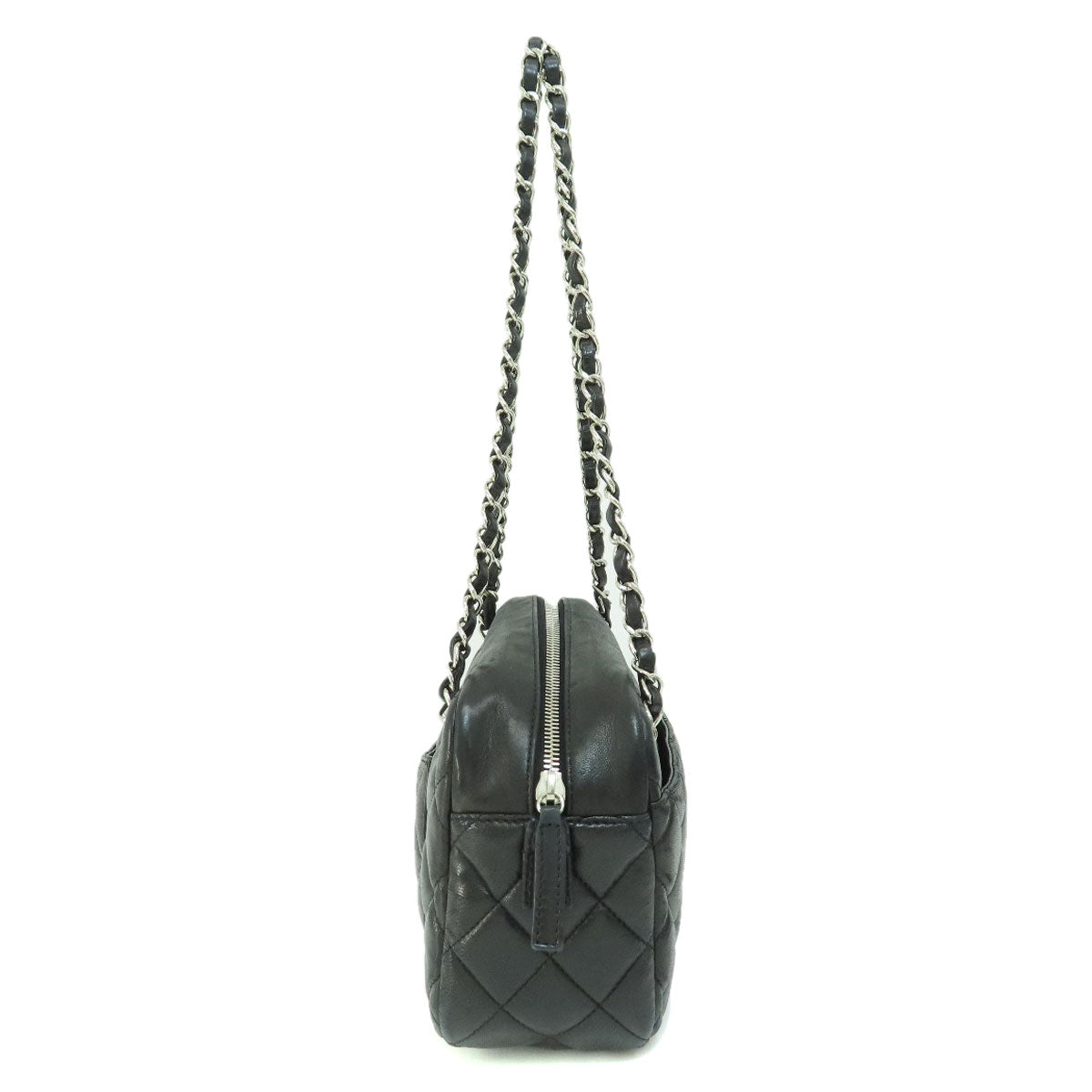 Chanel Coco Mark Hardware Handbag Lambskin Matelasse Silver
