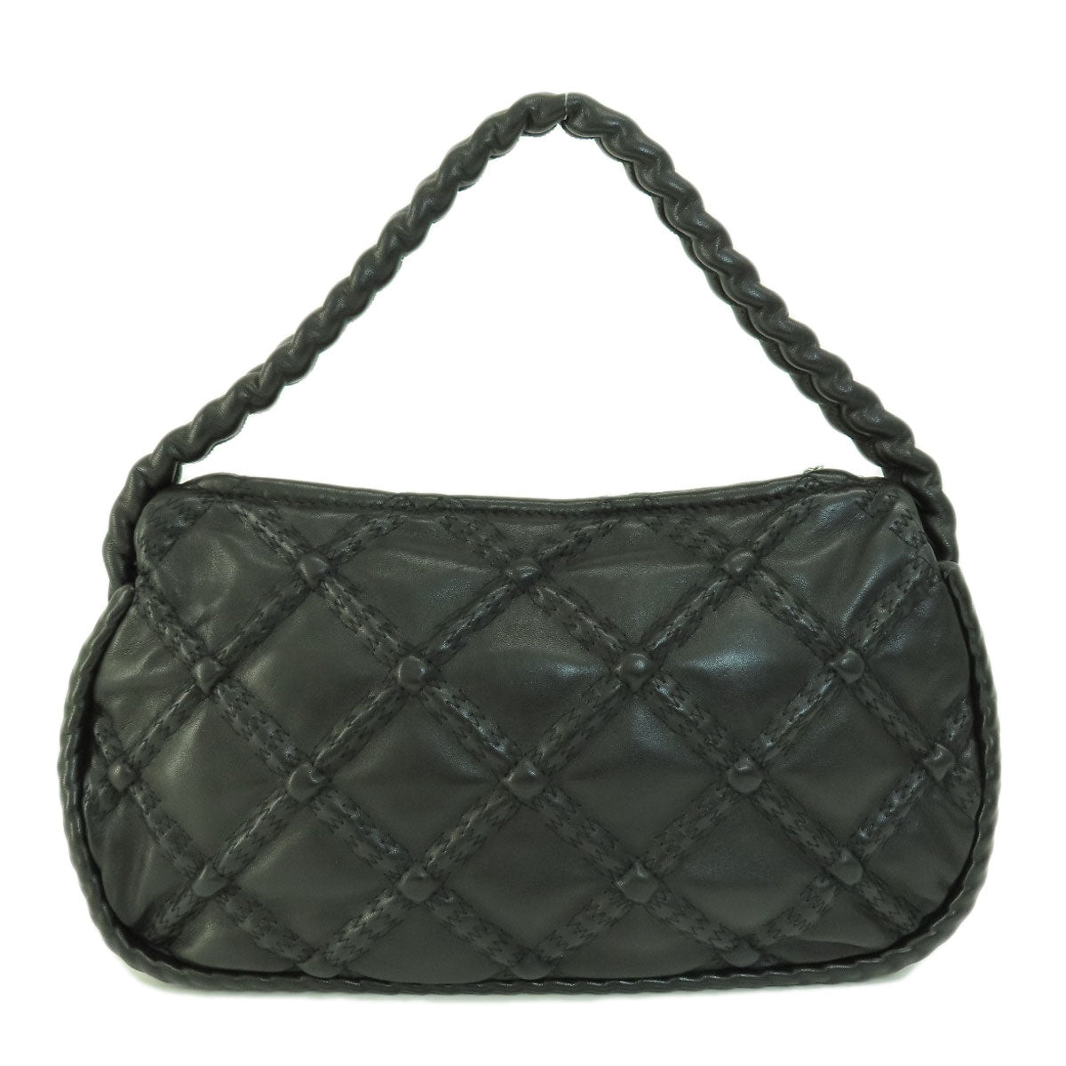 Chanel Cocomark Metal Fittings Handbag Lambskin Silver
