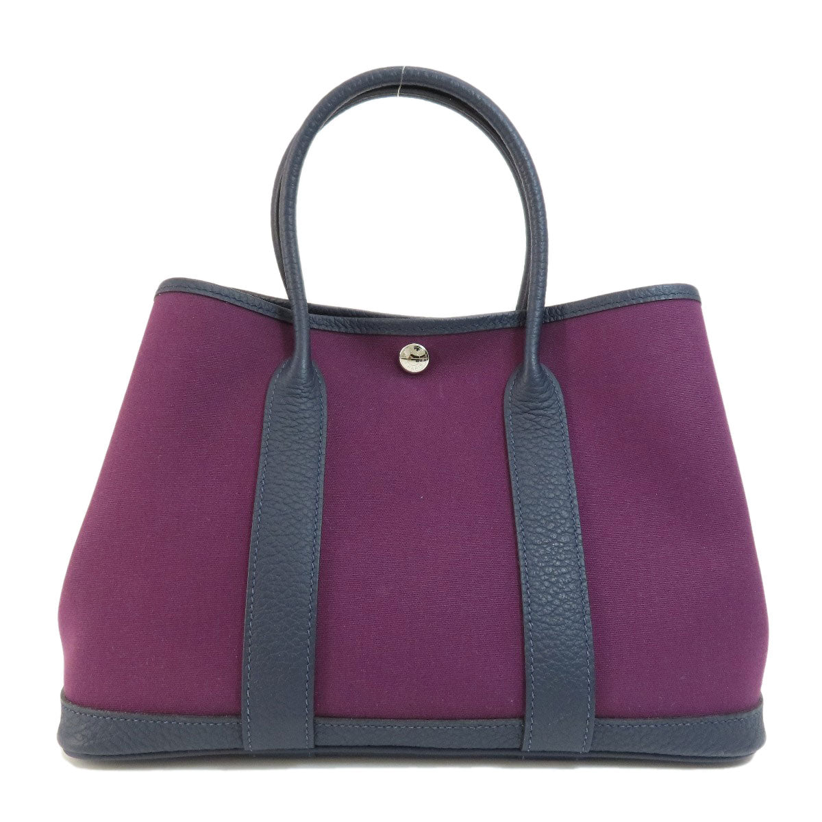 Hermes Handbag Garden Party Tpm Silvermetal Women Canvas Purple Travel Bag