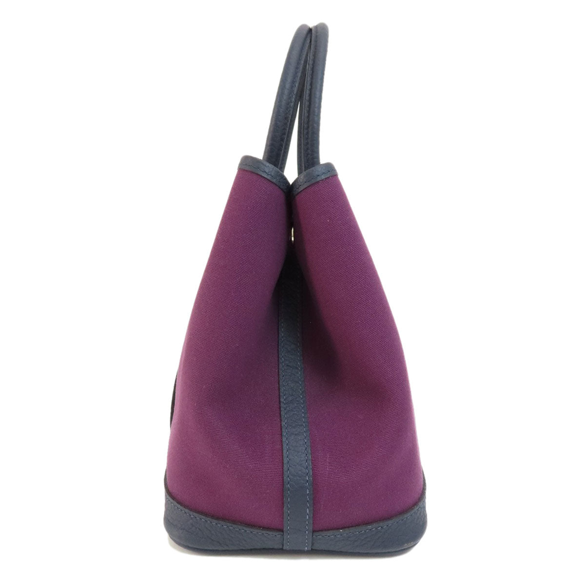 Hermes Handbag Garden Party Tpm Silvermetal Women Canvas Purple Travel Bag