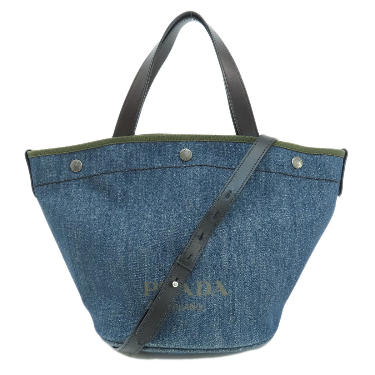 Navy Type Way Denim Bucket Bucket Bag