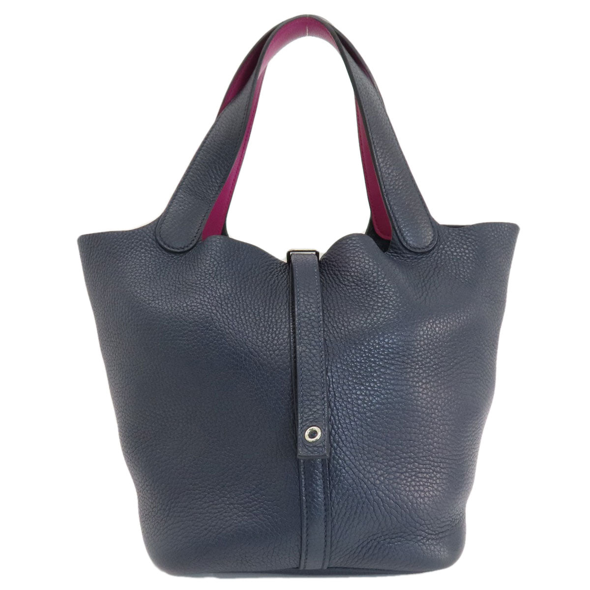 Taurillon Clemence Picotin Lock Eclat Mm Nuit Blue Silver Travel Bag
