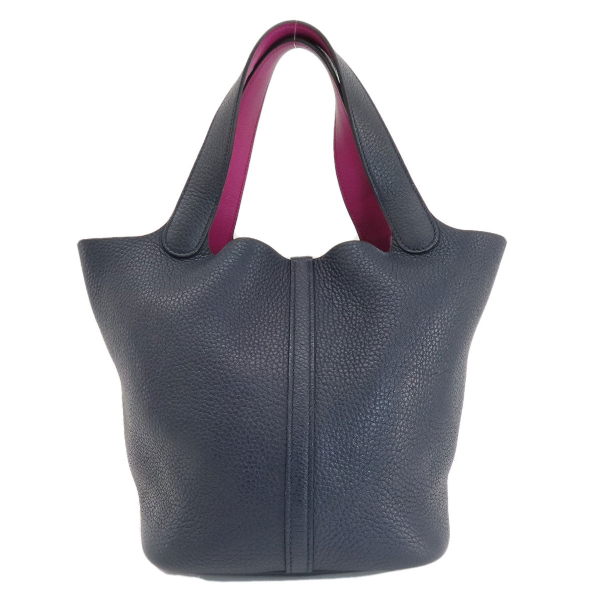 Taurillon Clemence Picotin Lock Eclat Mm Nuit Blue Silver Travel Bag