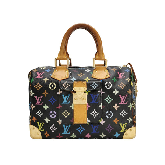 Louis Vuitton x Takashi Murakami Speedy 30 Black Multicolor Handbag