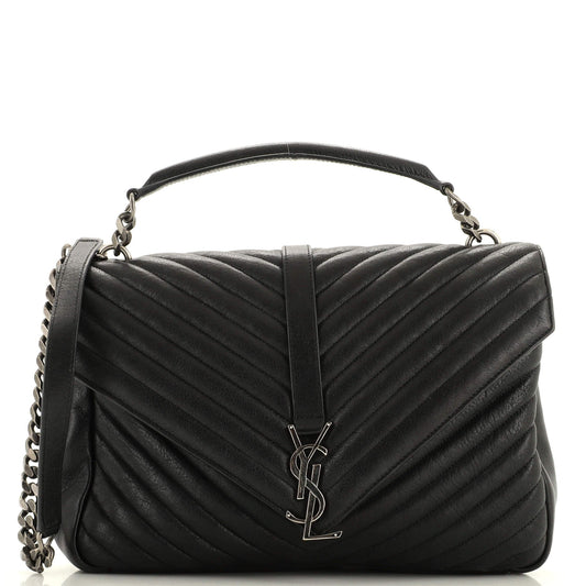 YSL Saint Laurent Trending Classic College Bag Chevron Large Leather Matelasse Travel Bag