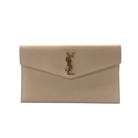 YSL Saint Laurent Grain De Poudre Uptown Pouch Clutch Bag Leather