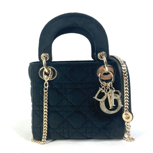 Dior Handbag Velor Lady Chain Lady Cannage Women Leather Black Travel Bag