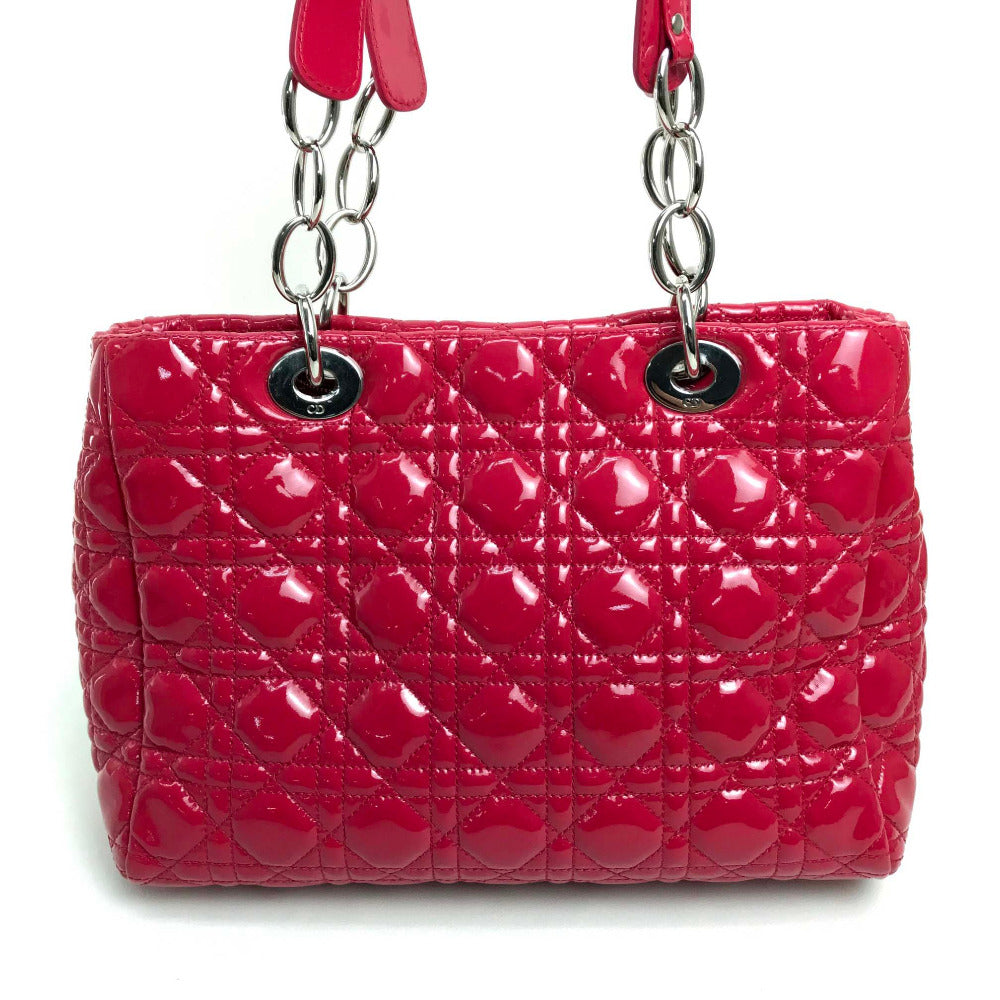 Dior Handbag Patent Type Cannage Soft Enamel Lady Leather Pink Travel Bag