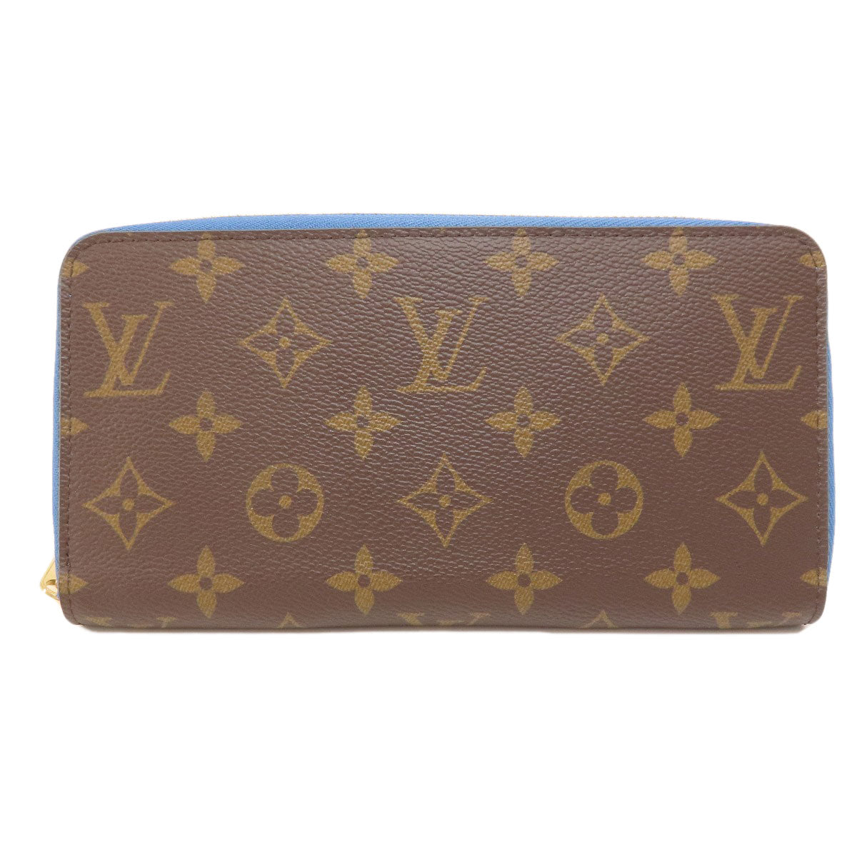 Louis Vuitton Long Purse M63894 Zippy Jean Monogram Canvas Brown Blue Wallet Case