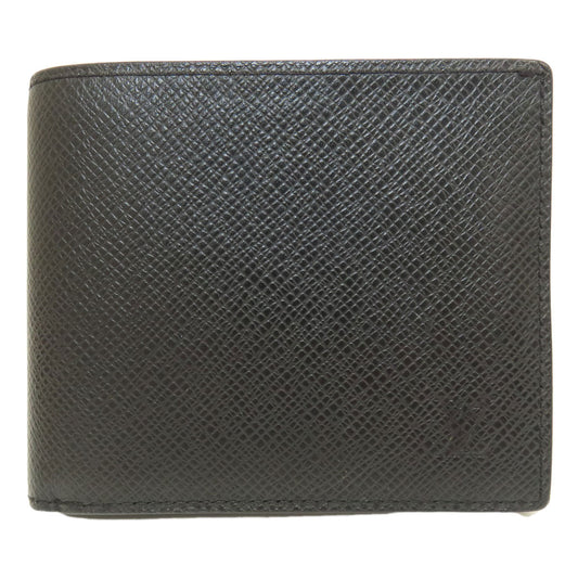 Louis Vuitton Bifold M62045 Taiga Portefeuille Amerigo Leather Black Wallet Case