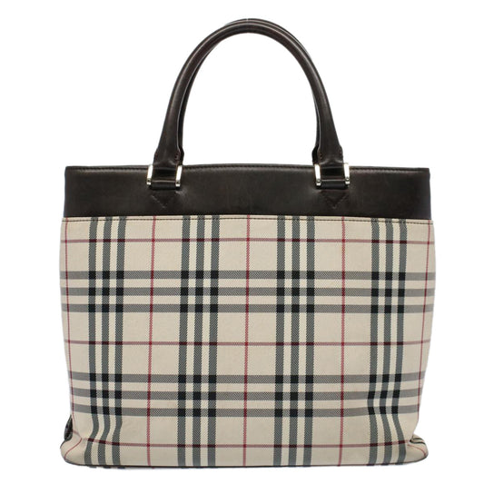 Burberry Luxury Nova Check Tote Bag Auth Canvas Nylon Beige Beige Auth 56349