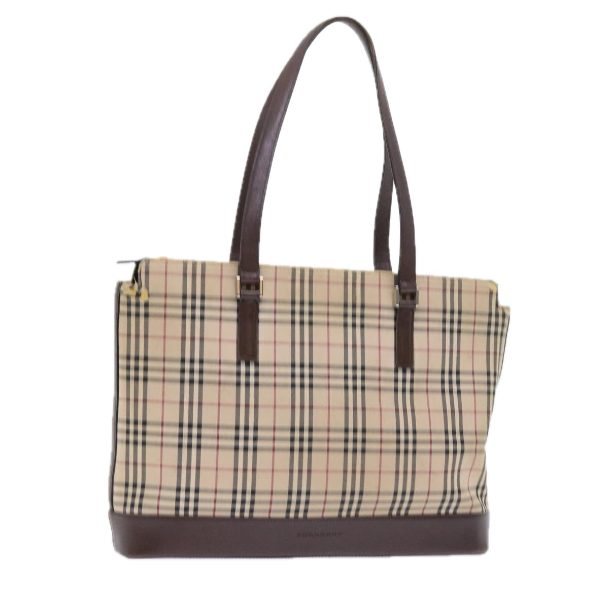 Burberry Luxury Nova Check Tote Bag Auth Canvas Nylon Beige Beige Auth 56398