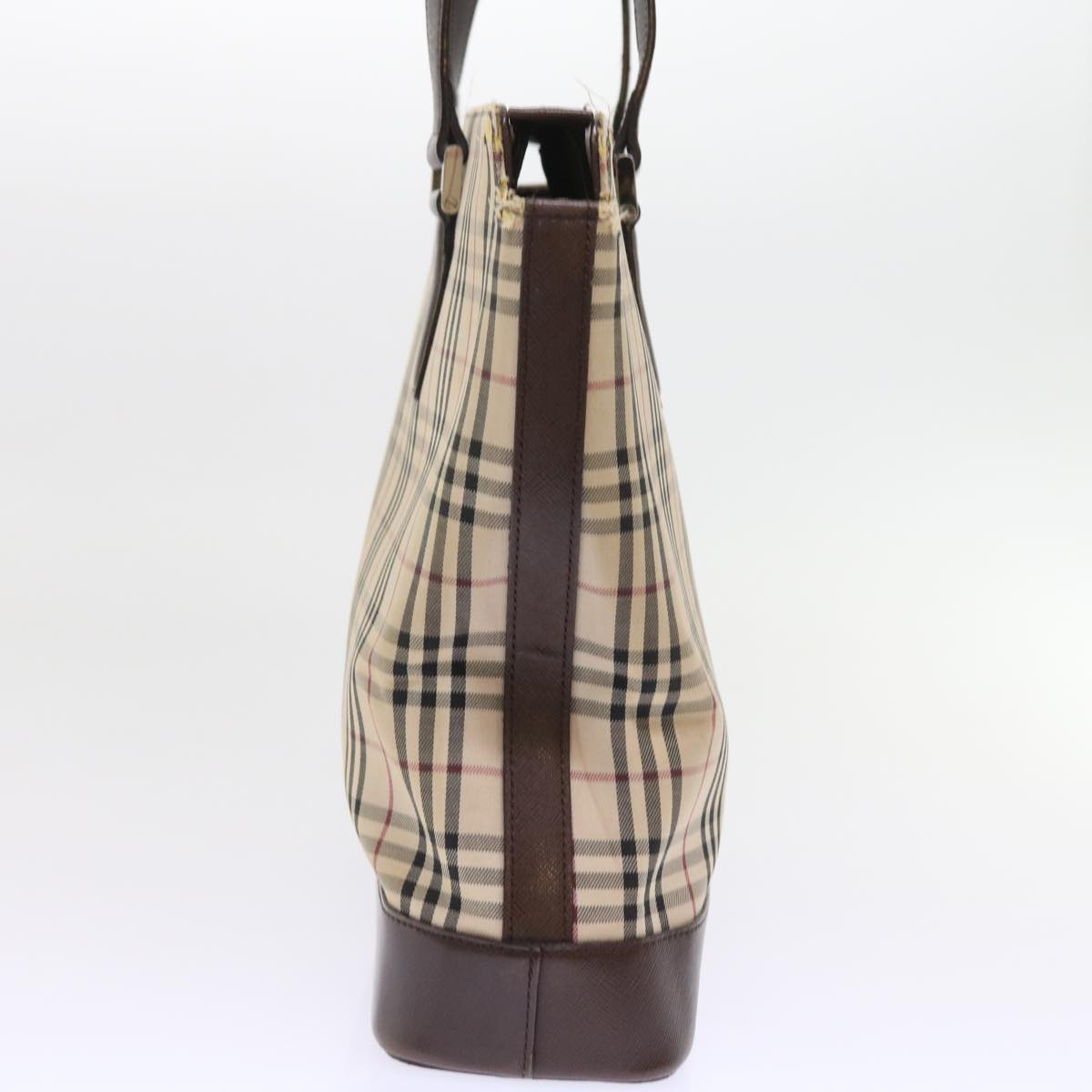 Burberry Luxury Nova Check Tote Bag Auth Canvas Nylon Beige Beige Auth 56398