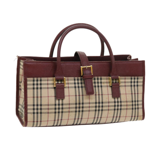 Burberry Luxury Nova Check Hand Bag Auth Canvas Nylon Beige Travel Bag
