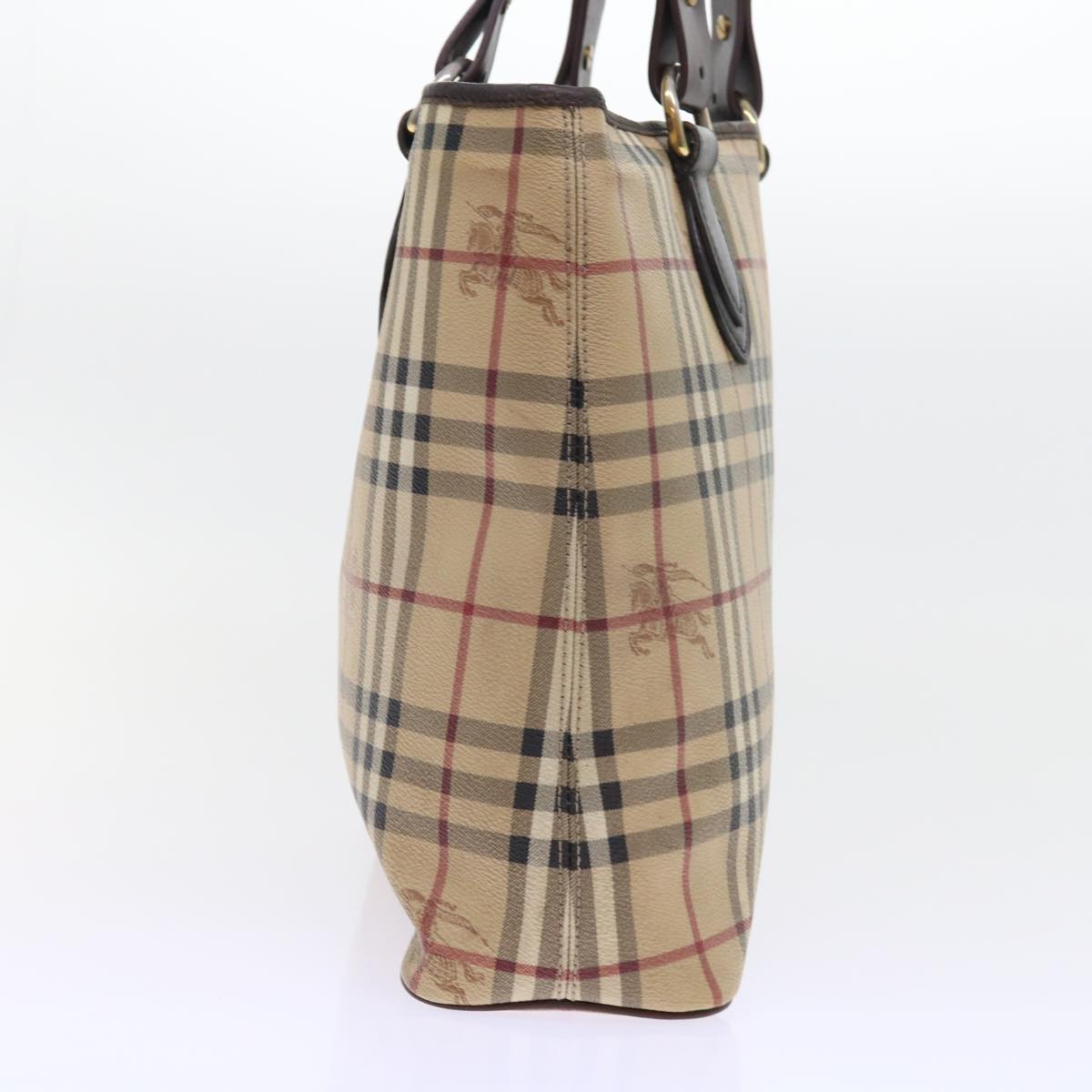 Burberry Luxury Nova Check Tote Bag Pvc Auth Leather Beige