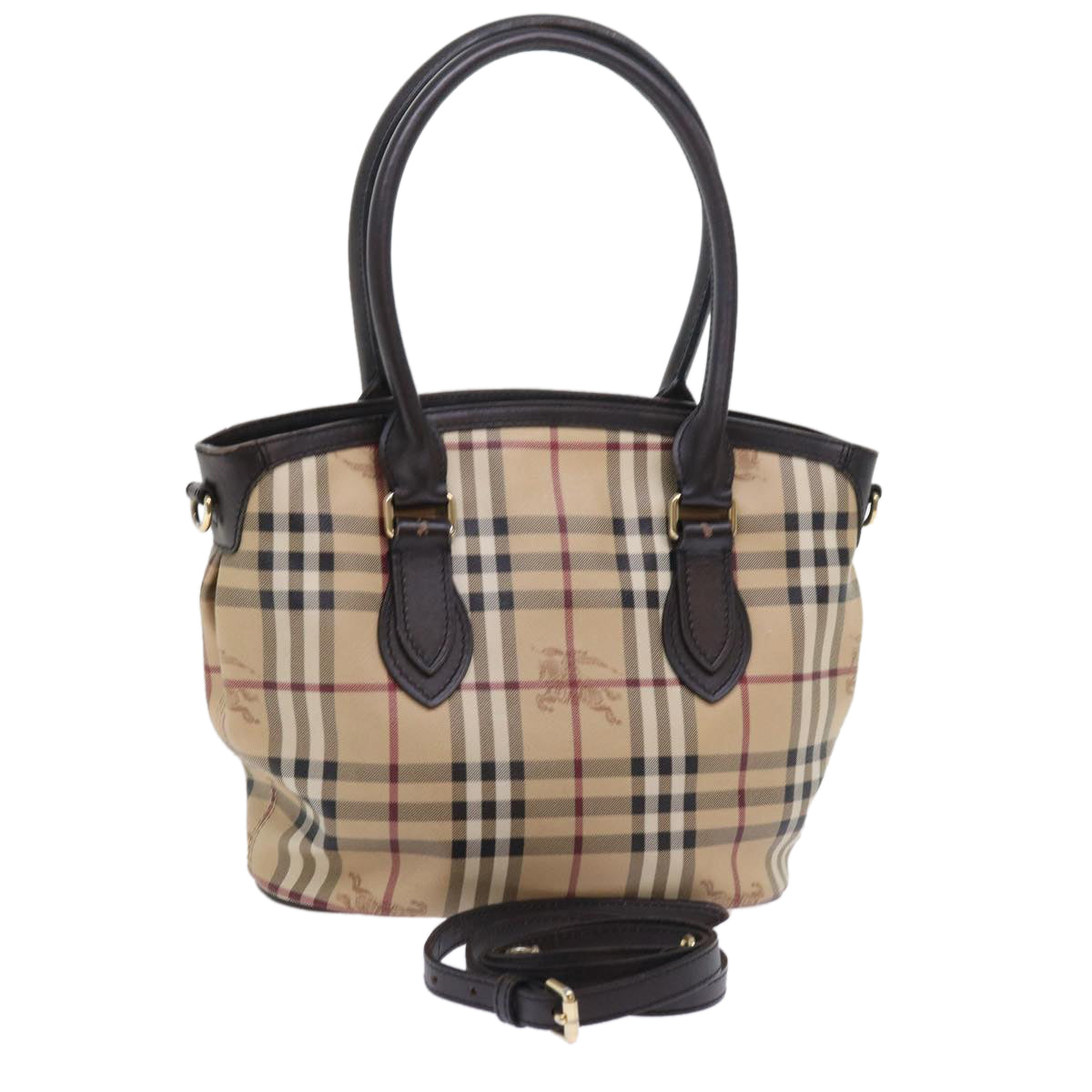 Burberry Luxury Nova Check Shoulder Bag Pvc 2Way Auth Leather Black Beige