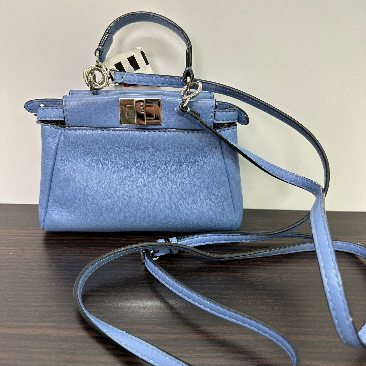 Fendi Handbag Bags Peekaboo Bag Leather Blue Micro