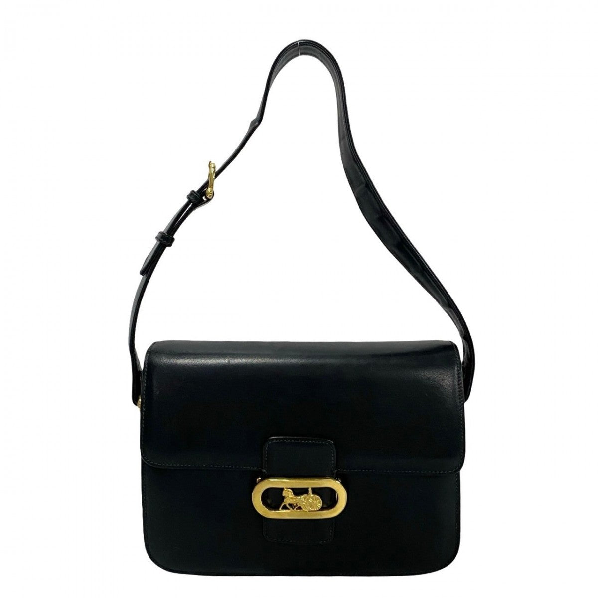 Shoulder Bag Calfskin, Carriage Metal Women Leather Black