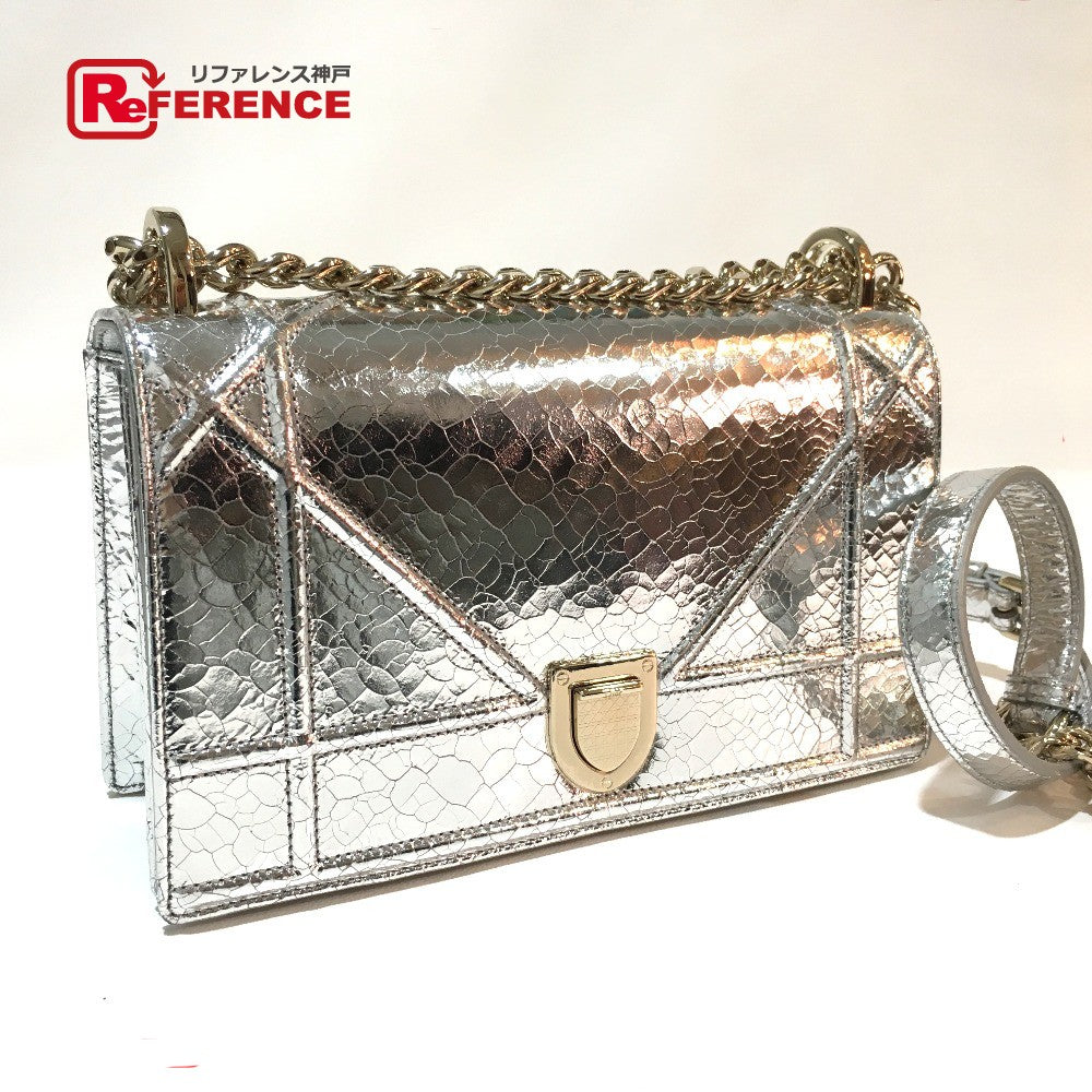 Dior Shoulder Bag Flap Bag Women Leather Silver