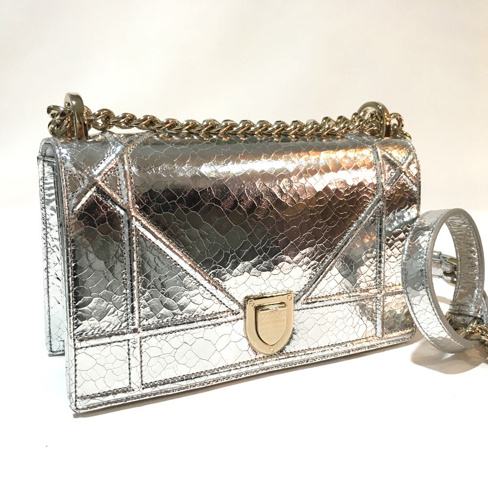 Dior Shoulder Bag Flap Bag Women Leather Silver