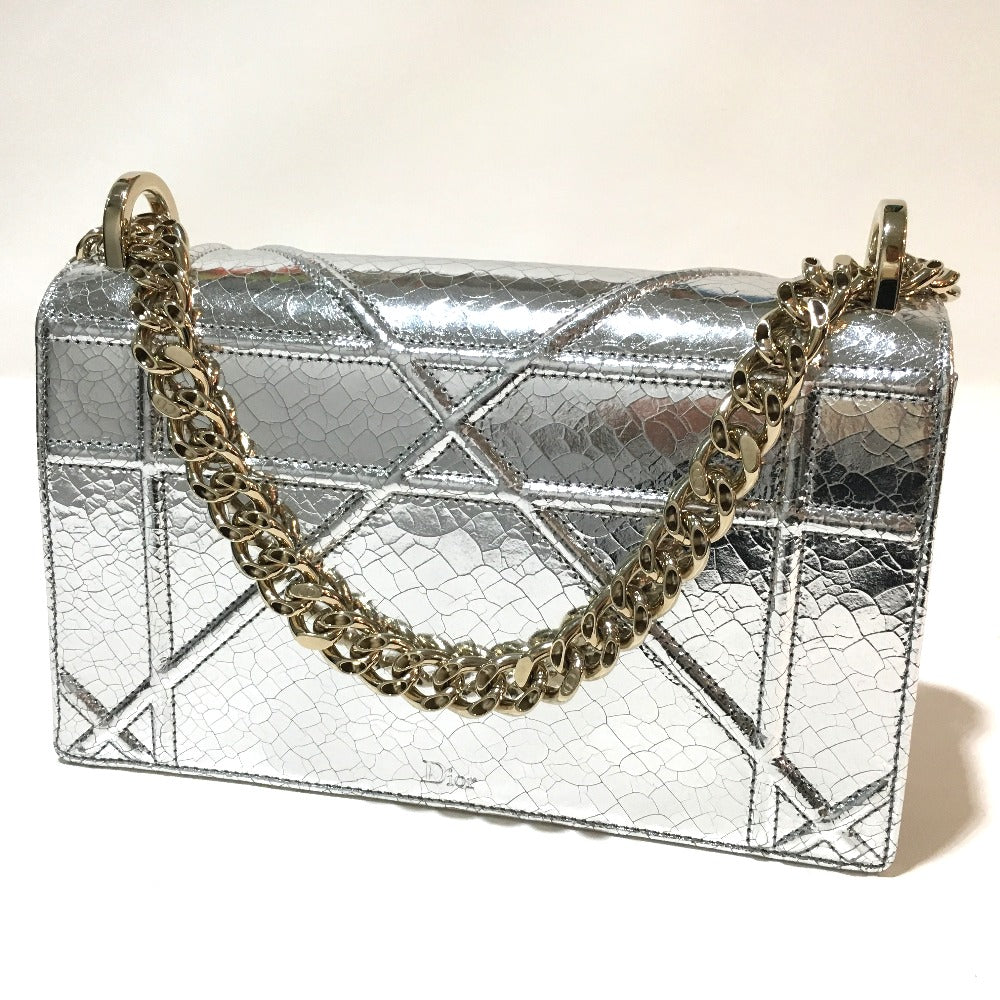 Dior Shoulder Bag Flap Bag Women Leather Silver