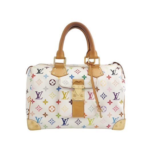 Louis Vuitton x Takashi Murakami Speedy 30 Lock Multicolor White Handbag Multicolor 10