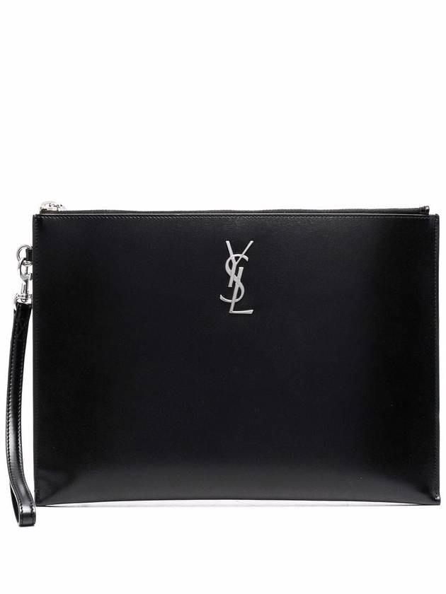YSL Saint Laurent Luxury Trending Clutch Bag Monogram Black Silver