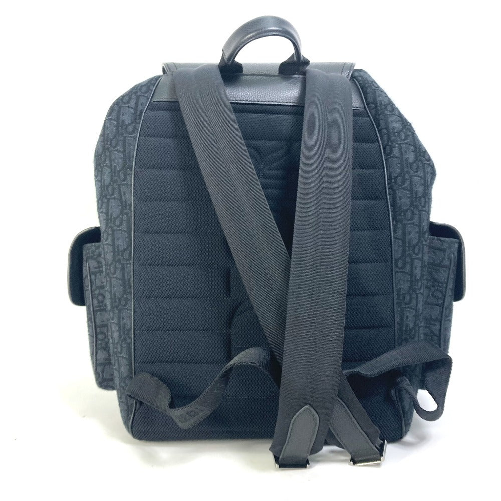 Dior Backpack Navy Stainless Steel Saddle Oblique Mens Leather Canvas