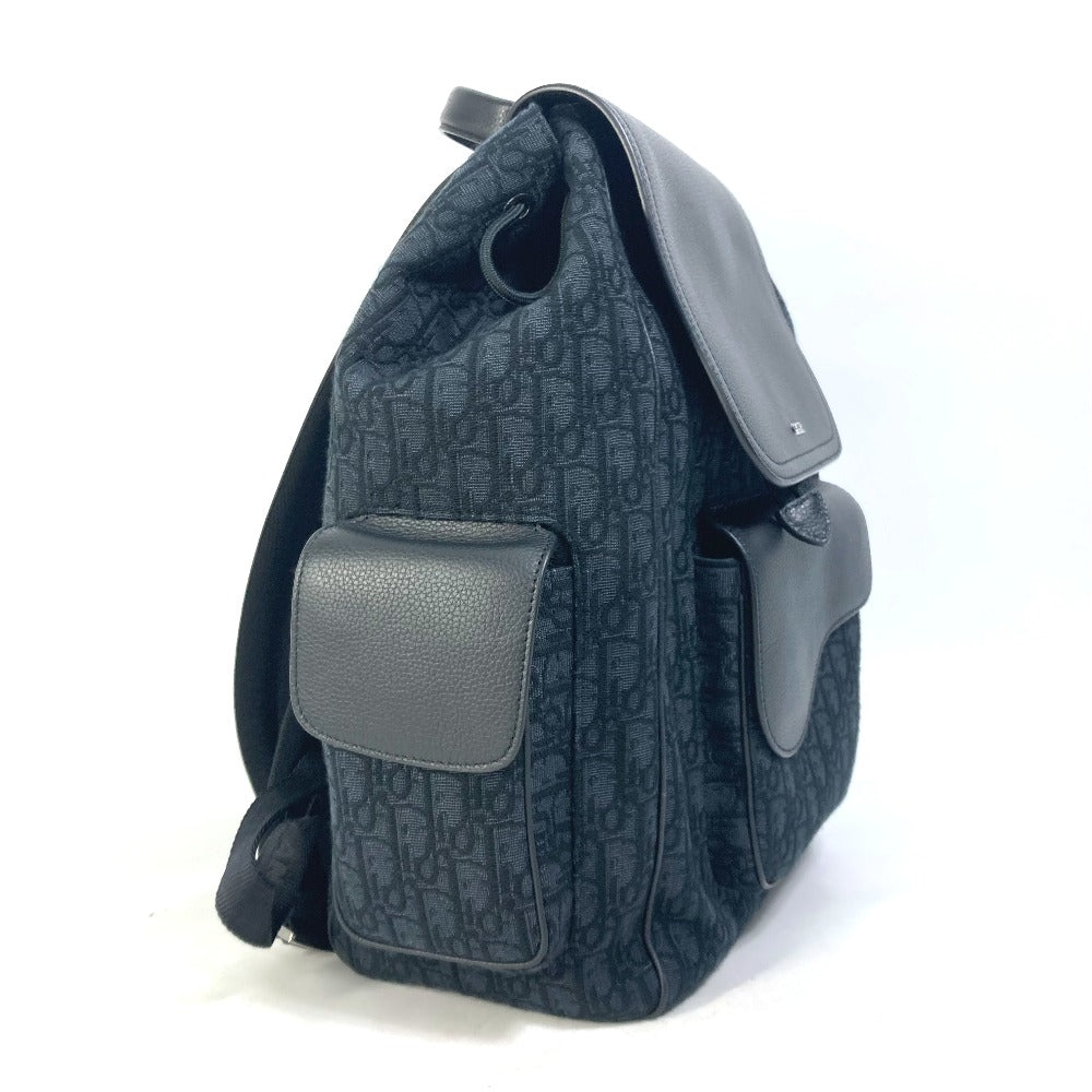 Dior Backpack Navy Stainless Steel Saddle Oblique Mens Leather Canvas