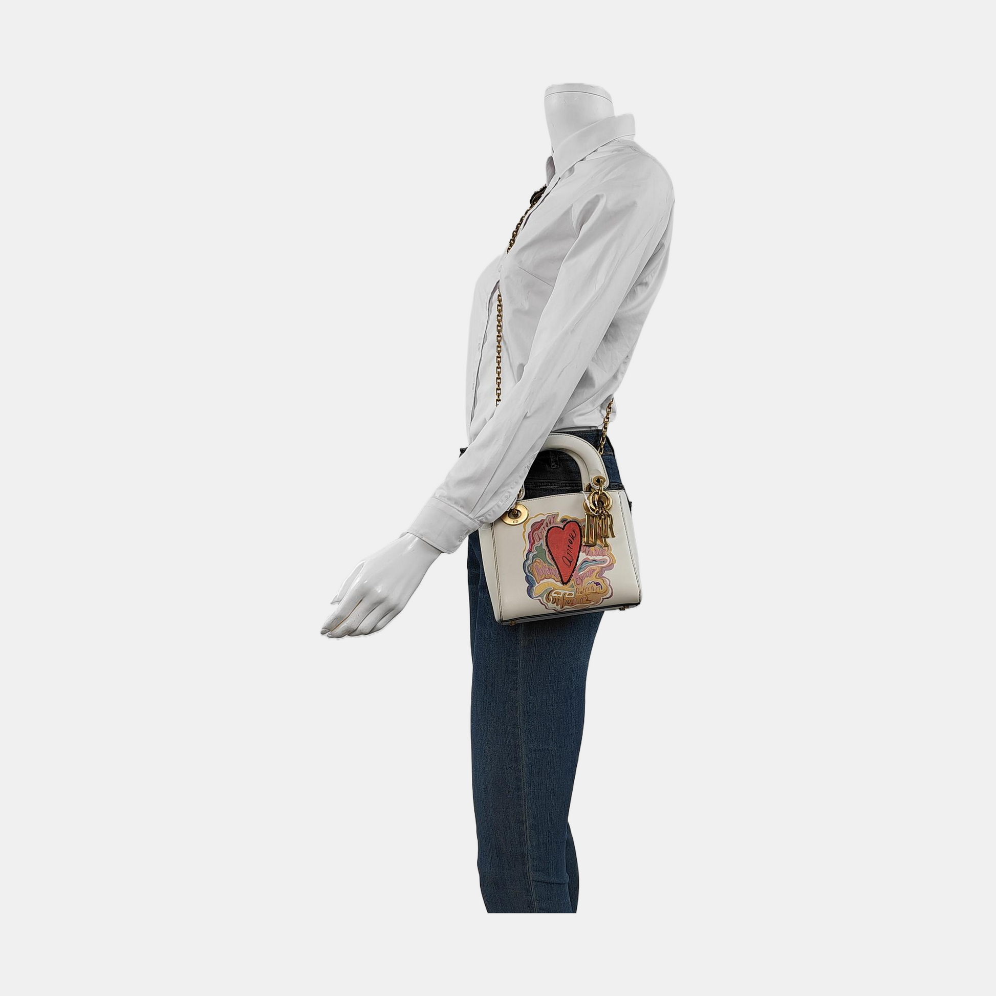 Dior Lady Mini X Niki De Saint Phalle Leather White Travel Bag